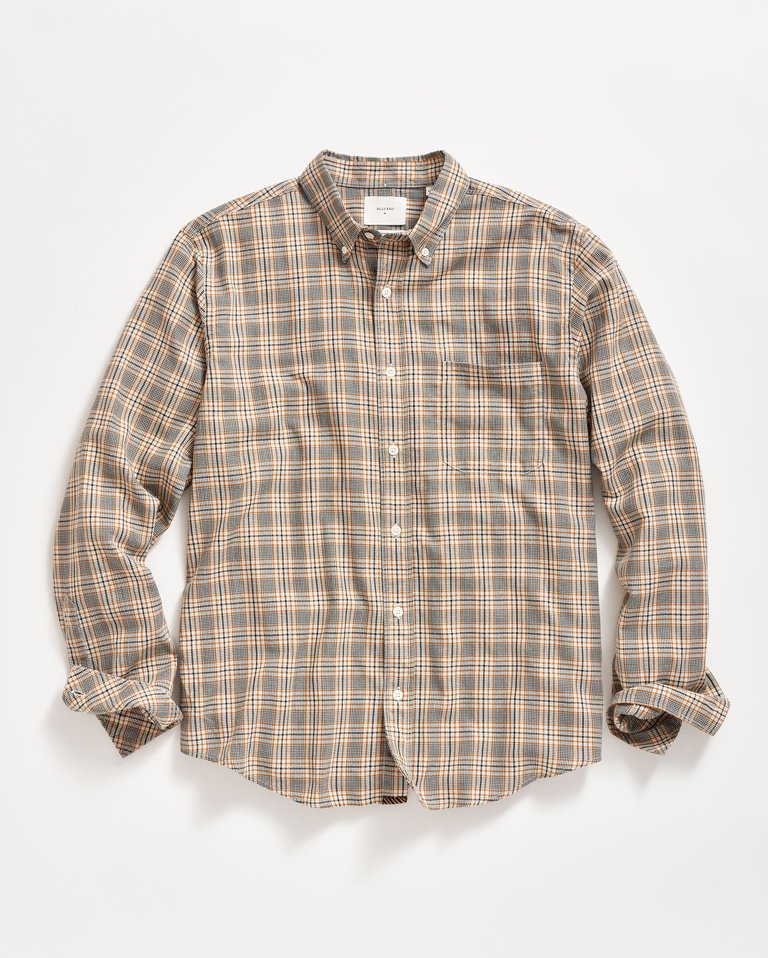 Micro-Herringbone Plaid Tuscumbia Shirt Button-Down - Scarab/Barley