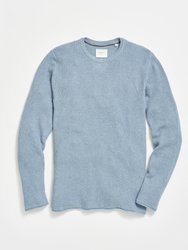Mini Waffle Crew Sweater - Washed French Blue