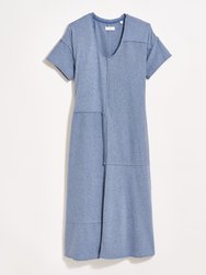 Patchwork Knit Dress - Heather Denim Blue