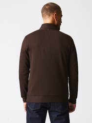 Quilted Half Zip Sweatshirt - Chocolate