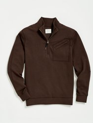 Quilted Half Zip Sweatshirt - Chocolate