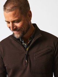 Quilted Half Zip Sweatshirt - Chocolate