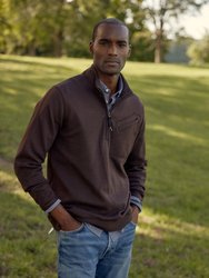 Quilted Half Zip Sweatshirt - Chocolate