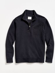 Quilted Half Zip Sweatshirt - Dark Navy