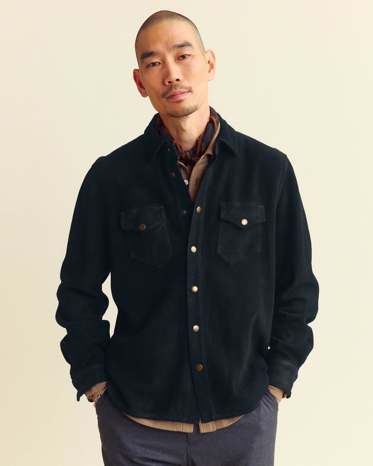 Savoy Waxed Suede Workshirt - Navy