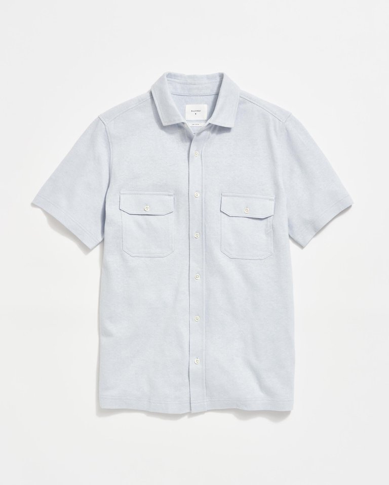 Short Sleeve Hemp Cotton Knit Shirt - Pebble - Pebble