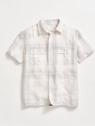 Short Sleeve Linen Line Plaid Banks Shirt