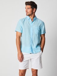 Short Sleeve Linen Tuscumbia Shirt Button Down - Day Blue - Day Blue