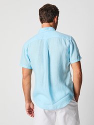Short Sleeve Linen Tuscumbia Shirt Button Down - Day Blue