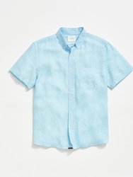 Short Sleeve Linen Tuscumbia Shirt Button Down - Day Blue