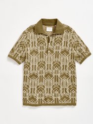Stained Glass Sweater Polo - Olive - Olive