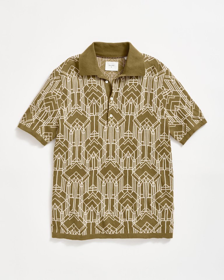 Stained Glass Sweater Polo - Olive - Olive