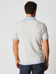 Stripe Sweater Polo - Tinted White/Pebble