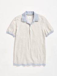 Stripe Sweater Polo - Tinted White/Pebble