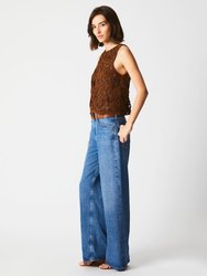 Suede Crochet Tank - Country Brown