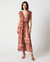 V-Neck Maxi Dress - Red/Brown