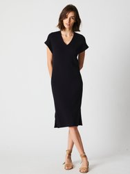 V-NECK RIB DRESS