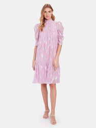 Liva Metallic Ruffled Midi Dress - Pink Glitter