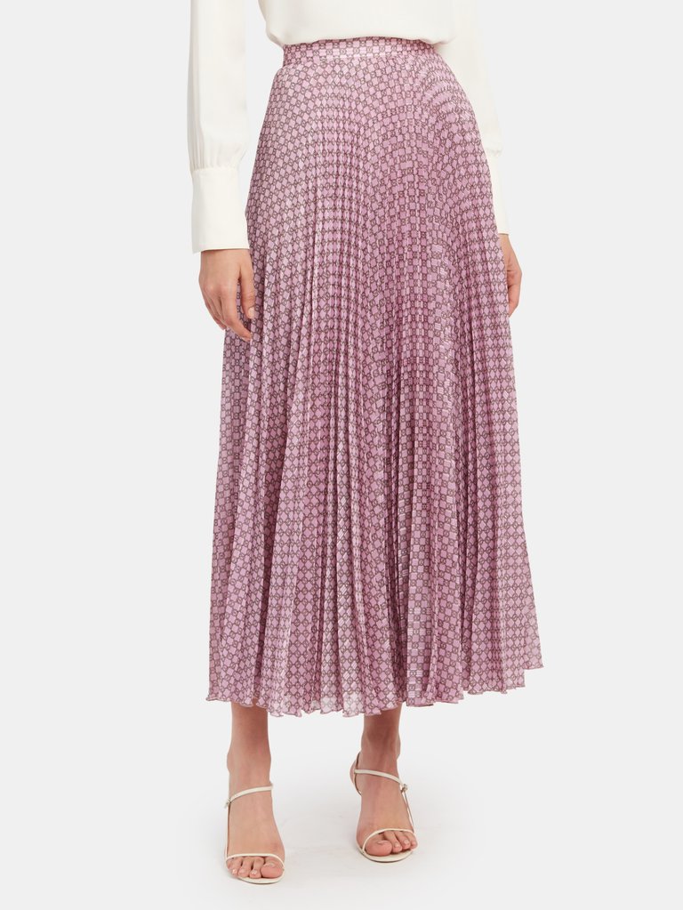 Nessa Pleated Midi Skirt  - Pink Chain