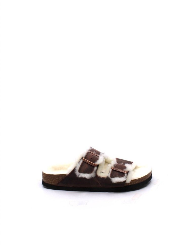 Women's Arizona Shearling Habana Oiled Leather Sandal - Narrow In Brown - Brown