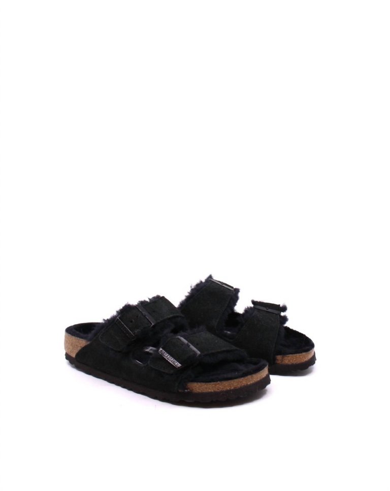 Women's Arizona Shearling Sandal - Narrow In Black