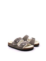 Women's Arizona Shearling Sandal - Narrow In Stone - Stone