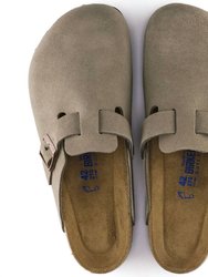 Women's Boston Soft Footbed Suede Slippers - Medium/Narrow In Taupe