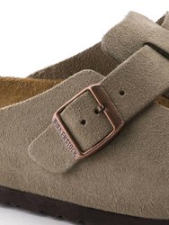 Women's Boston Soft Footbed Suede Slippers - Medium/Narrow In Taupe