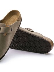 Women's Boston Soft Footbed Suede Slippers - Medium/Narrow In Taupe