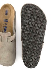 Women's Boston Soft Footbed Suede Slippers - Medium/Narrow In Taupe