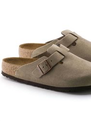 Women's Boston Soft Footbed Suede Slippers - Medium/Narrow In Taupe