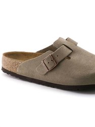 Women's Boston Soft Footbed Suede Slippers - Medium/Narrow In Taupe