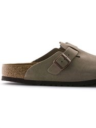 Women's Boston Soft Footbed Suede Slippers - Medium/Narrow In Taupe - Taupe