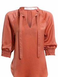 3/4 Sleeve Blouse - Coral - Coral