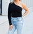 Blake One Shoulder Top In Caviar