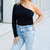 Blake One Shoulder Top In Caviar