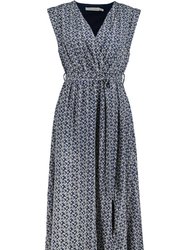 California Dreaming Aeries Wrap Dress - Navy Mosaic