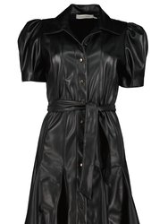 Clea Vegan Leather Dress - Black