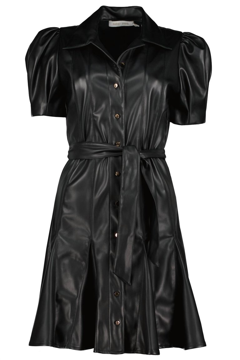 Clea Vegan Leather Dress - Black