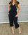 Front Tie Jumpsuit In Navy - Navy