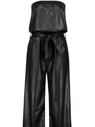 Glam Slam Vegan Leather Jumpsuit In Black