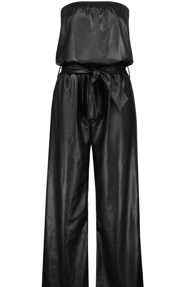 Glam Slam Vegan Leather Jumpsuit - Noir