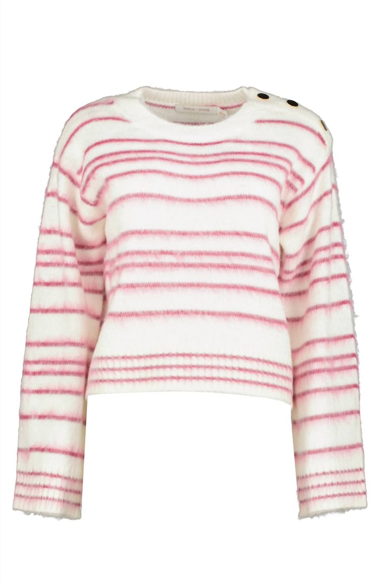 Noelle Stripe Fuzzy Sweater - Pink/white