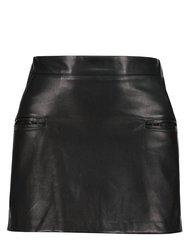 Romance Thea Vegan Leather Mini Skirt - Black