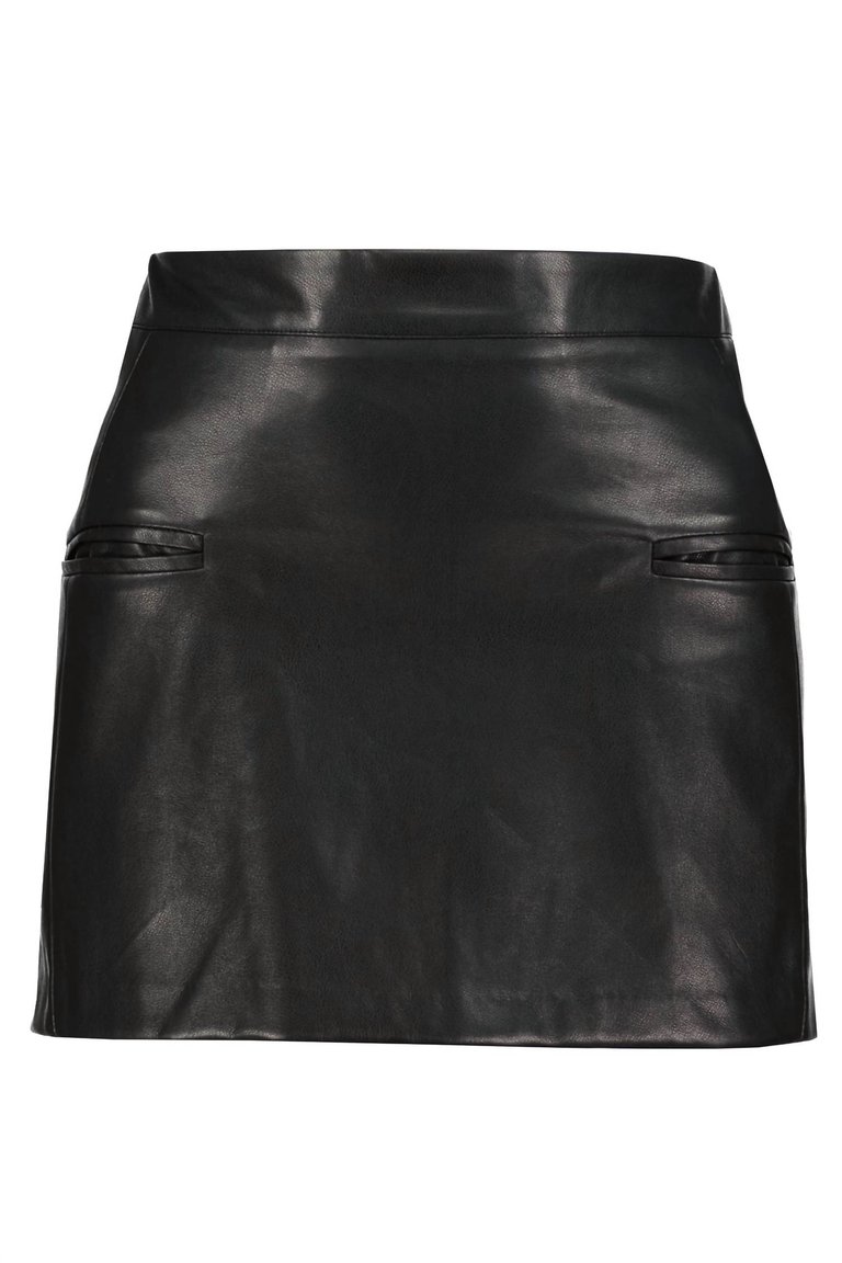 Romance Thea Vegan Leather Mini Skirt - Black