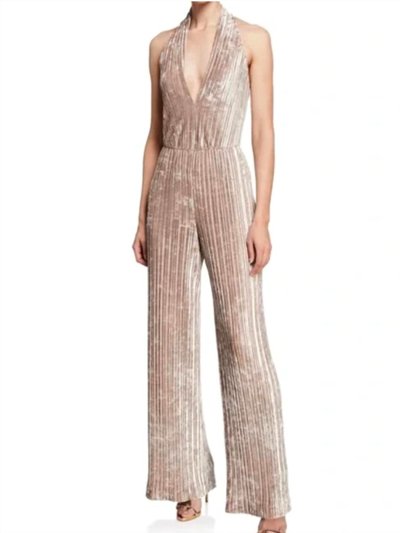 Black Halo Crushed Velvet Denley Jumpsuit In Gold product