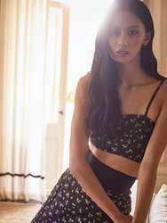 The Betty Bralette In Woven Roses Print - Woven Roses