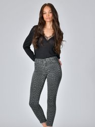 Carmen High Rise Ankle Fray Jeans - Grey Cheetah - Grey Cheetah