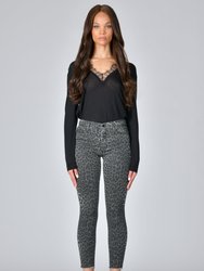 Carmen High Rise Ankle Fray Jeans - Grey Cheetah