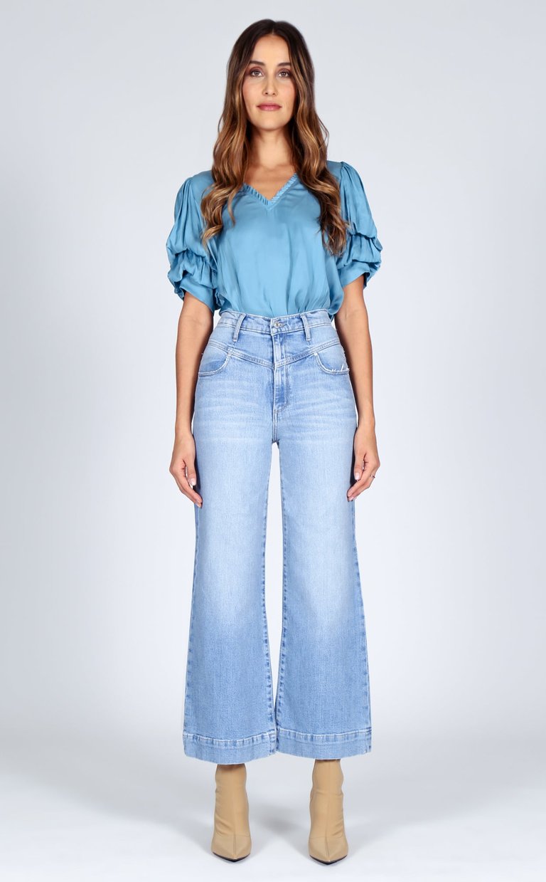 Emma Double Yoke Wide Leg Crop Jeans - High On Money - High On Money